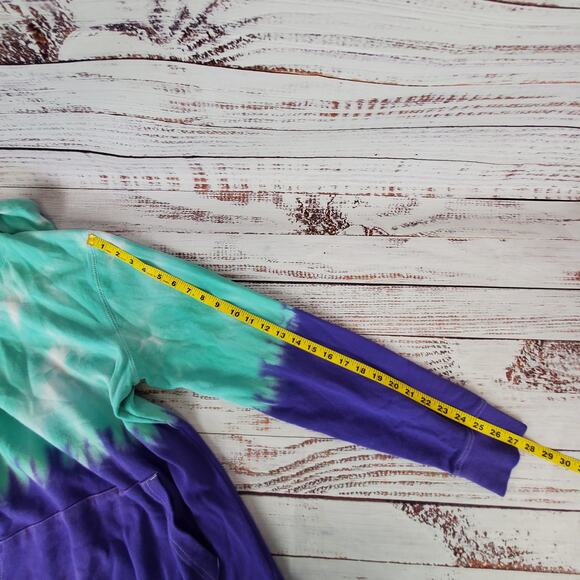 Empyre Tie Dye Skater Hoodie M Unisex Drawstring Purple Turquoise Warm Pullover - Picture 9 of 9